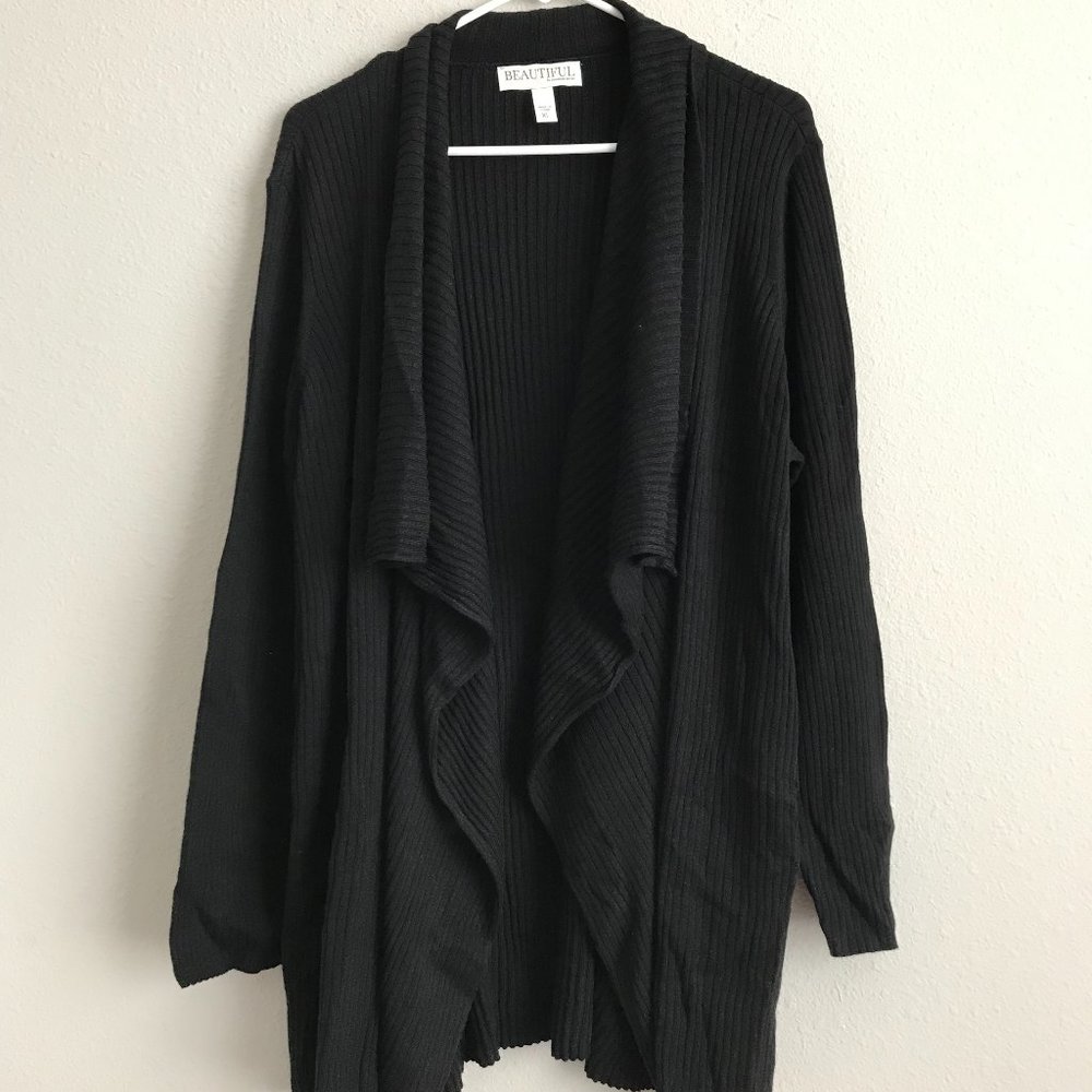 BEAUTIFUL by Lawrence Zarian Regular Draped Cardigan - Black (Sz XL) a630475